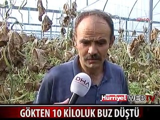 GÖKTEN 10 KİLOLUK BUZ DÜŞTÜ