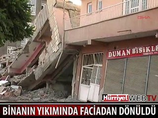AĞIR HASARLI BİNANIN YIKIMINDA FACİADAN DÖNÜLDÜ
