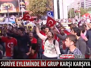 ANKARA'DAKİ SURİYE EYLEMİNDE İKİ GRUP KARŞI KARŞIYA GELDİ