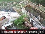 LPG İSTASYONU ÇÖKTÜ, 4 TON GAZ ÇEVREYE YAYILDI