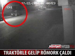 TRAKTÖRLE GELİP RÖMORKU ÇALDI