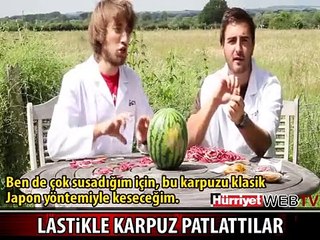 LASTİKLE KARPUZU BÖYLE PATLATTILAR