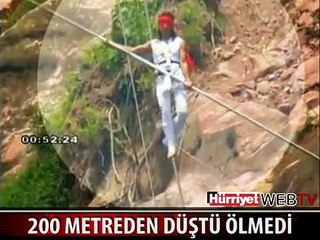 200 METREDEN DÜŞÜP ÖLMEDİ