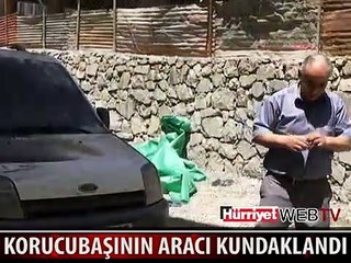 KORUCUBAŞININ ARACINI YAKTILAR