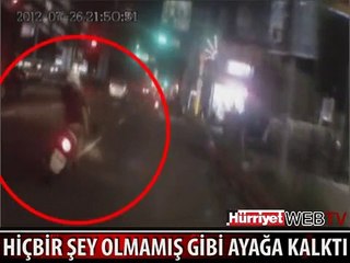 KADIN HİÇBİR ŞEY OLMAMIŞ GİBİ AYAĞA KALKTI