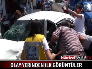 TURİST OTOBÜSÜ OTOMOBİLLE ÇARPIŞTI: 35 YARALI