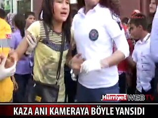81 ÖĞRENCİYİ TAŞIYAN OTOBÜSÜN KAZA ANI KAMERADA