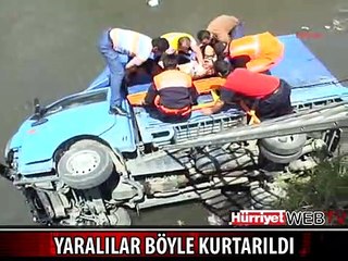 DEREYE UÇAN KAMYONETTEKİ YARALILAR BÖYLE KURTARILDI