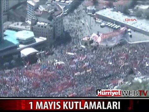 HAVADAN GÖRÜNTÜLERLE TAKSİM MEYDANI'NDA 1 MAYIS KUTLAMALARI