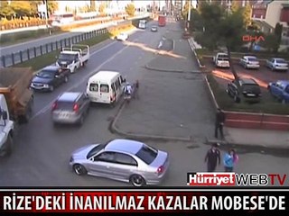RİZE'DEKİ KAZA ANLARI SANİYE SANİYE MOBESE'DE