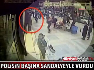 POLİSLERE SALDIRI ANI KAMERADA