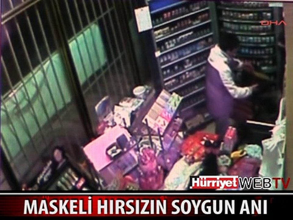MASKELİ HIRSIZIN SOYGUN ANI SANİYE SANİYE KAMERADA