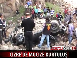 20 METREDEN KAYALIKLARA DÜŞEN OTOMOBİLDE MUCİZE KURTULUŞ