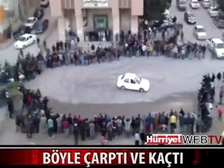 OTOMOBİLİYLE KALABALIĞIN ARASINA DALDI