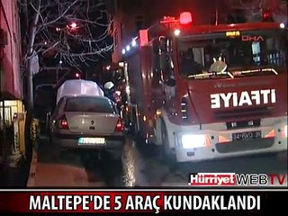 TERÖRİSTLER YİNE ARAÇ YAKTI