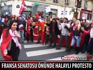 FRANSA SENATOSU ÖNÜNDE HALAYLI PROTESTO