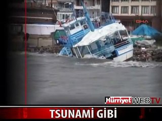 TSUNAMİ GİBİ.. SULAR 50 METRE İÇERİ GİRDİ