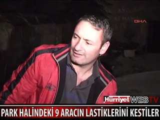 PARK HALİNDEKİ ARAÇLARIN LASTİKLERİNİ KESTİLER