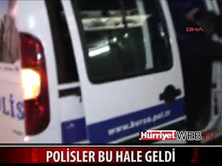 BİBER GAZI TÜPÜ PATLADI, POLİSLER BU HALE GELDİ