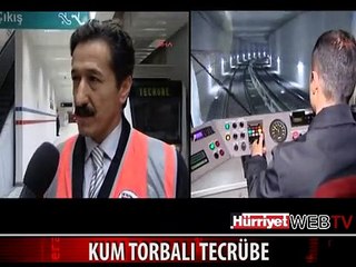 İZMİR METROSUNDA KUM TORBALI DENEME