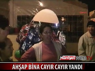 ÜÇ KATLI BİNA CAYIR CAYIR YANDI