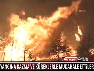YANGINI KAZMA KÜREKLE SÖNDÜRMEYE ÇALIŞTILAR