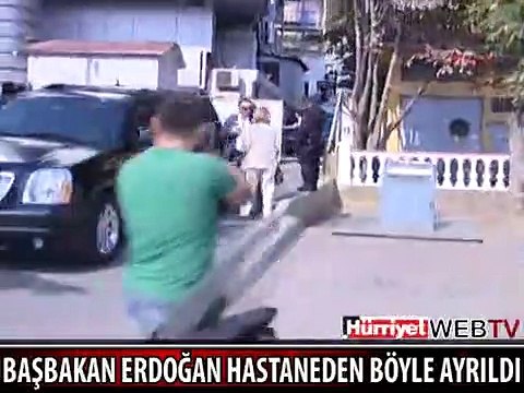BAŞBAKAN ERDOĞAN CENAZE ARACIYLA BİRLİKTE HASTANEDEN AYRILDI