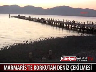 MARMARİS'TE KORKUTAN DENİZ ÇEKİLMESİ