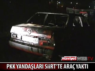 TERÖRİSTLER SİİRT'TE ARAÇ YAKTI
