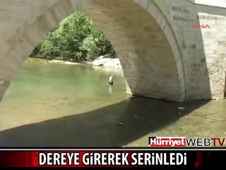 SICAKLARDAN BUNALAN MİLLETVEKİLİ DEREYE GİREREK SERİNLEDİ