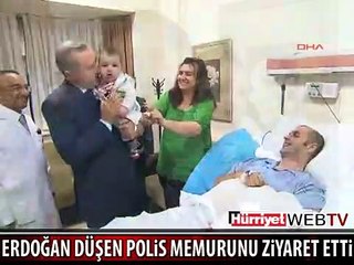 BAŞBAKAN DÜŞEN POLİS MEMURUNU ZİYARET ETTİ
