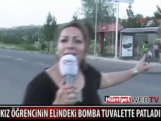 KIZ ÖĞRENCİNİN ELİNDEKİ BOMBA TUVALETTE PATLADI