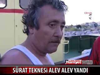 TEKNE DENİZİN ORTASINDA ALEV ALEV YANDI