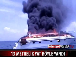 DENİZİN ORTASINDA ALEV ALEV BÖYLE YANDI