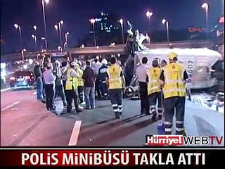 POLİS ARACI TAKLA ATTI