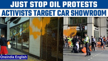 Just Stop Oil activists spray paint on Aston Martin showroom in London |Oneindia News *International