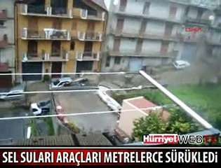SEL SULARI ARABALARI BÖYLE SÜRÜKLEDİ