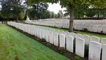 Bailleul Communal Cemetery in Northern France and the grave of Sunderland soldier Private Lawrence Gillan