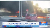 Tren se estrelló con un carrotanque en Aguascalientes, México, ocasionando una fuerte explosión