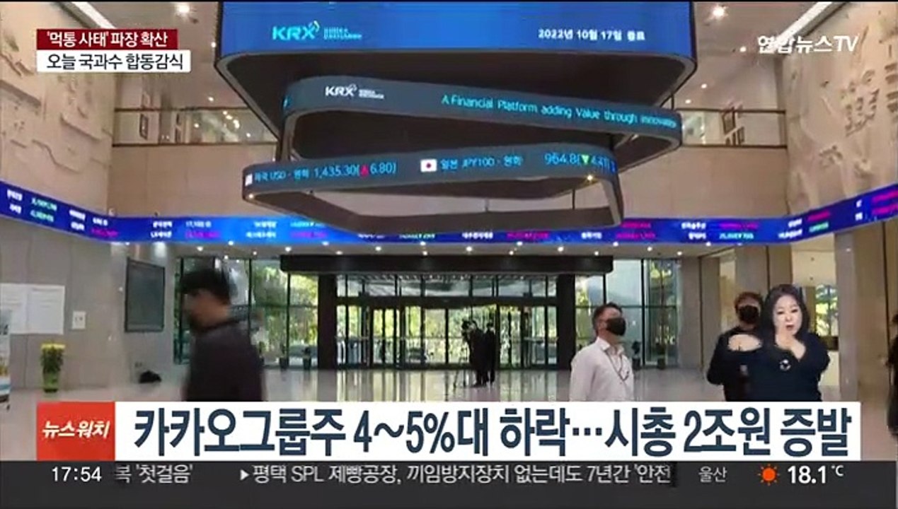 카카오그룹주 4∼5%대 하락…시총 2조원 증발