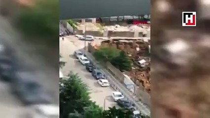 Horrific road collapse swallows cars in Istanbul