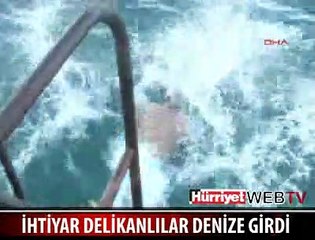 BU SOĞUKTA DENİZE GİRDİLER