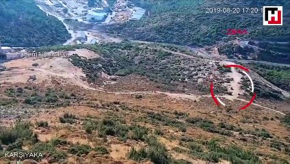 Orman yangının çıktığı anlar kamerada