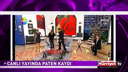 ÜNLÜ ŞARKICI CANLI YAYINDA PATEN KAYDI