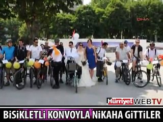 BİSİKLETLİ KONVOYLA NİKAHA GİTTİLER