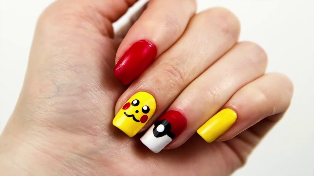 Pikachu & Pokeballm Nail Art Tutorial