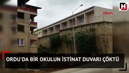 Ordu'da bir okulun istinat duvarı çöktü