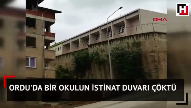 Ordu'da bir okulun istinat duvarı çöktü
