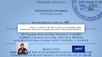 Pagbisita ng pulis sa ilang taga-media sa kanilang mga bahay, pinaiimbestigahan ng Makabayan bloc | Saksi