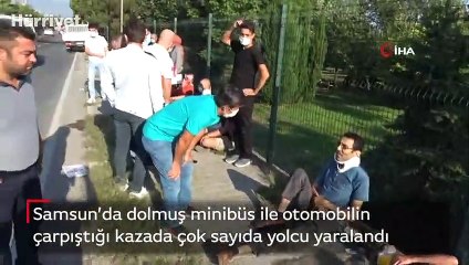 Son dakika... Samsun'da minibüs ile otomobil çarpıştı